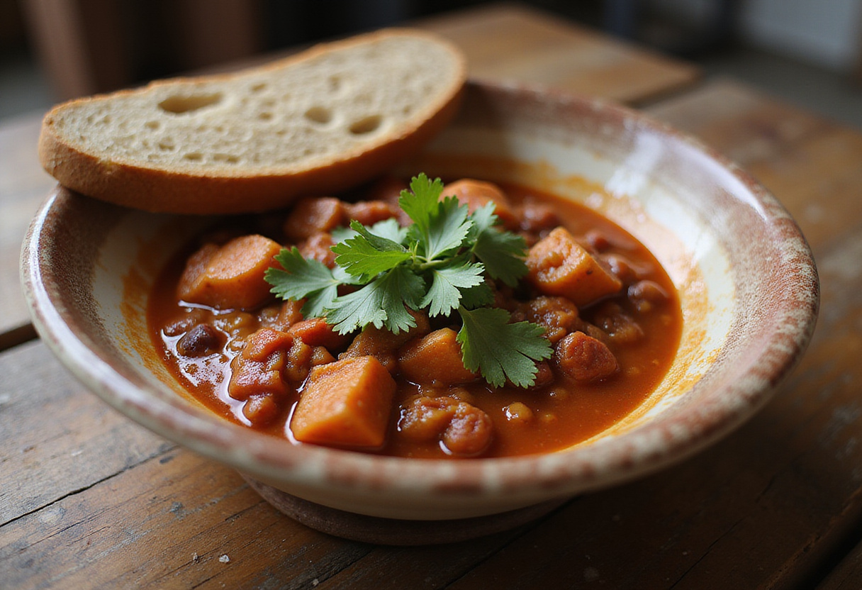 Delicious bowl of chili de pavo con frijoles bajos en grasa, ideal para una comida baja en calorías.