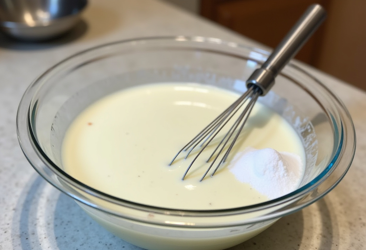 Ingredientes para hacer crema batida casera con nata montada y azúcar.