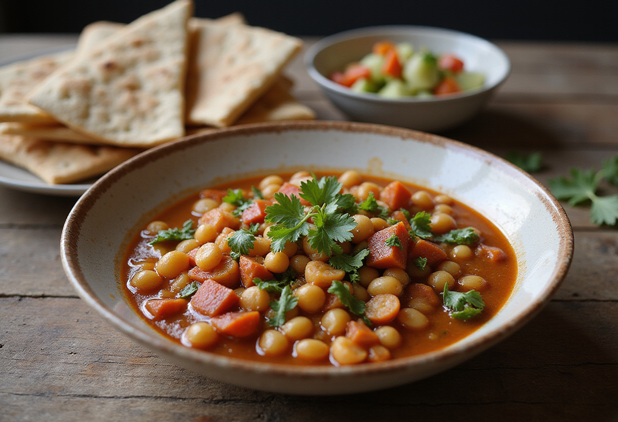Crema de garbanzos acabada, perfecta para disfrutar como un plato vegano y saludable.