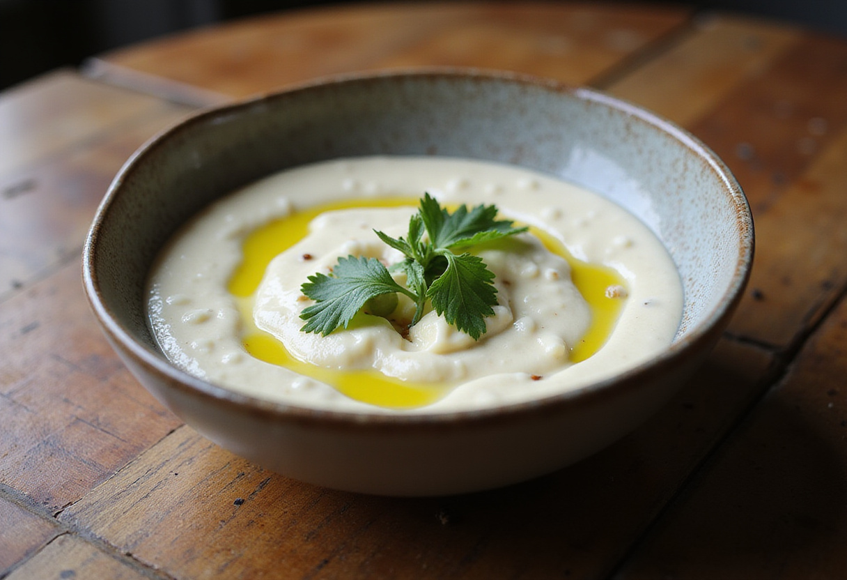 Deliciosa crema fría de calabacín, perfecta como aperitivo refrescante.