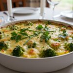 Deliciously baked Brokkoli Auflauf with melted cheese, perfect for hearty meals.