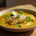 Encebollado de pescado fácil presentado en un tazón, listo para disfrutar.