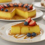 PorciĂłn de flan de maicena terminada, ideal para servir como postre de flan en celebraciones.