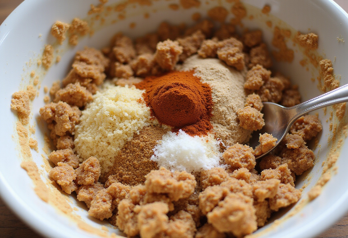 Mixing ingredients for hamburguesas de calabacín, a healthy and quick vegetarian dish.
