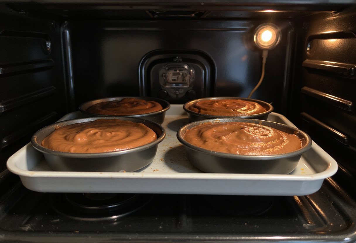 Pastel de chocolate alemán irresistible listo para ser horneado en el horno.