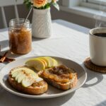 Delicious toast with mermelada de manzana y canela sin azúcar, perfect for a healthy breakfast.