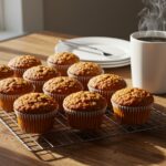 Muffins de avena y zanahoria recién horneados, perfectos para un desayuno saludable.