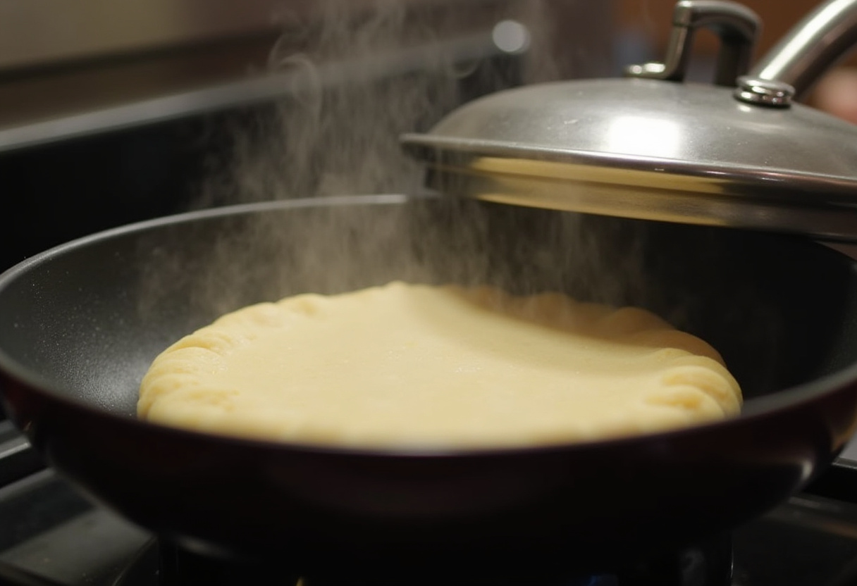 Cooking Pan Turco en Sartén under a lid in a frying pan.