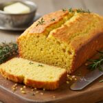 Pan de maíz casero recién horneado, tierno y jugoso, ideal para disfrutar.