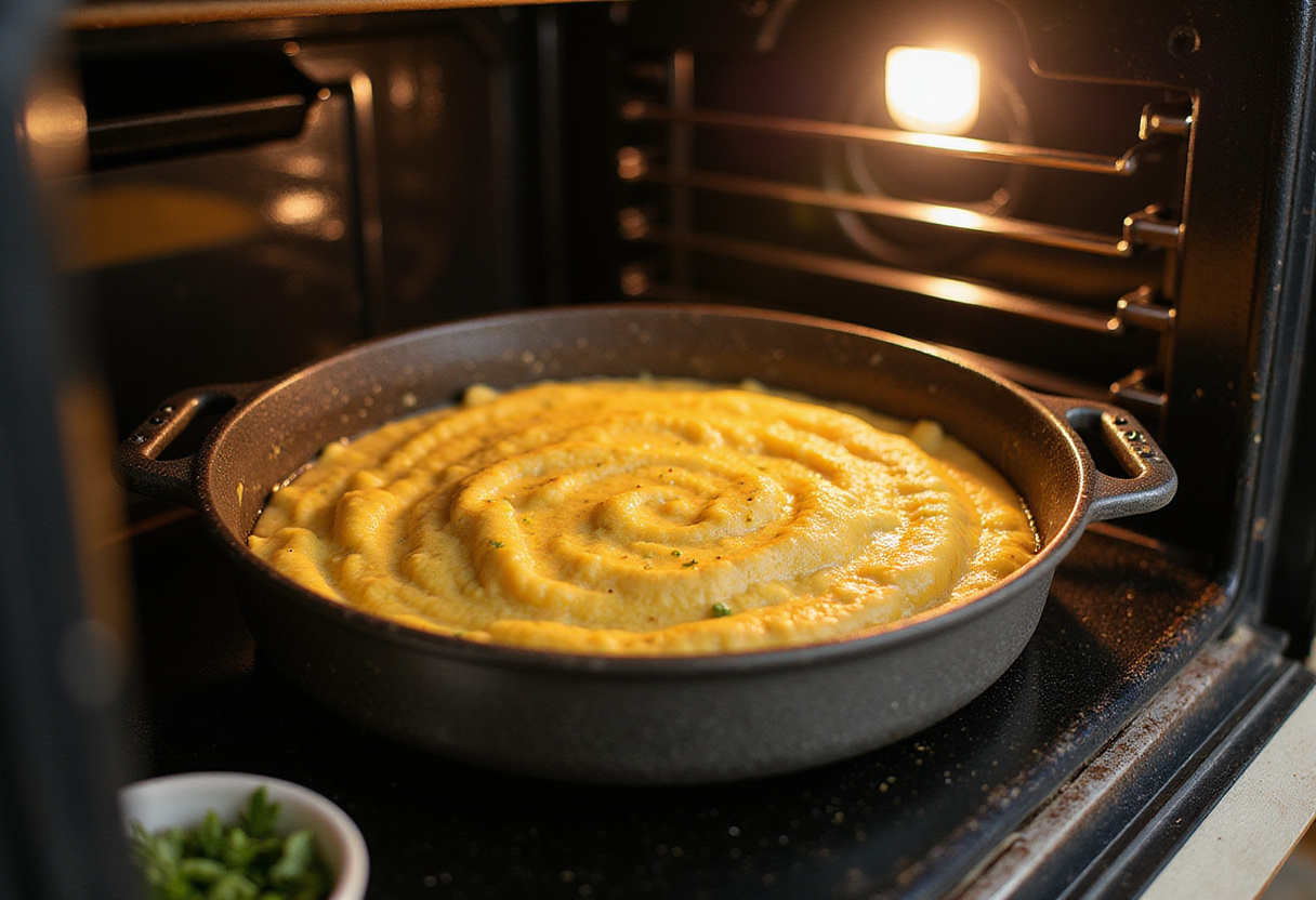 Mezcla de pan de maíz en un molde lista para hornear, en la preparación de pan de maíz tierno.