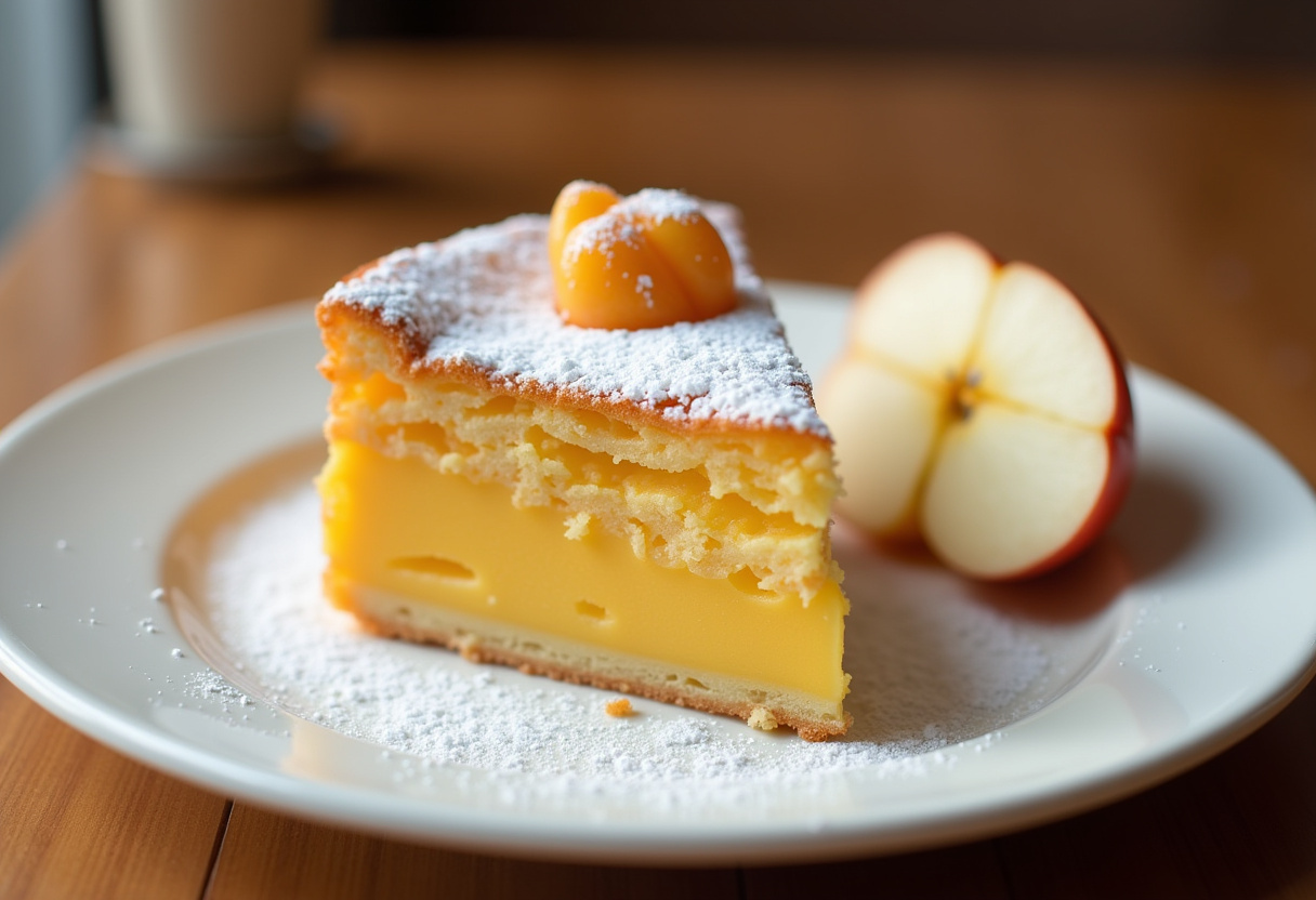Deliciosa porción de pastel de manzana sin harina, ideal para el postre.