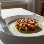 Final presentation of pipirrana andaluza, perfect for showcasing traditional Andalusian recipes.
