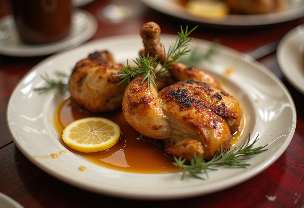 Pollo al horno con miel y limón terminado, perfecto para una cena especial.