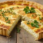 Quiche de verduras sin masa perfectamente horneada, lista para disfrutar.