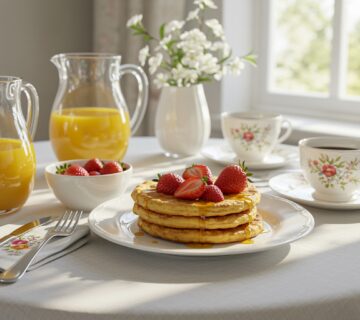 Tostadas francesas exquisitas servidas en una mesa de desayuno, perfectas para disfrutar por la mañana.