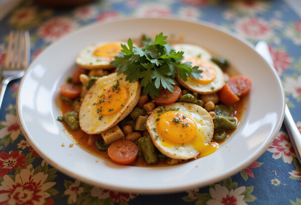 Delicioso zarangollo murciano fácil servido como un sabroso plato, perfecto para cualquier comida.