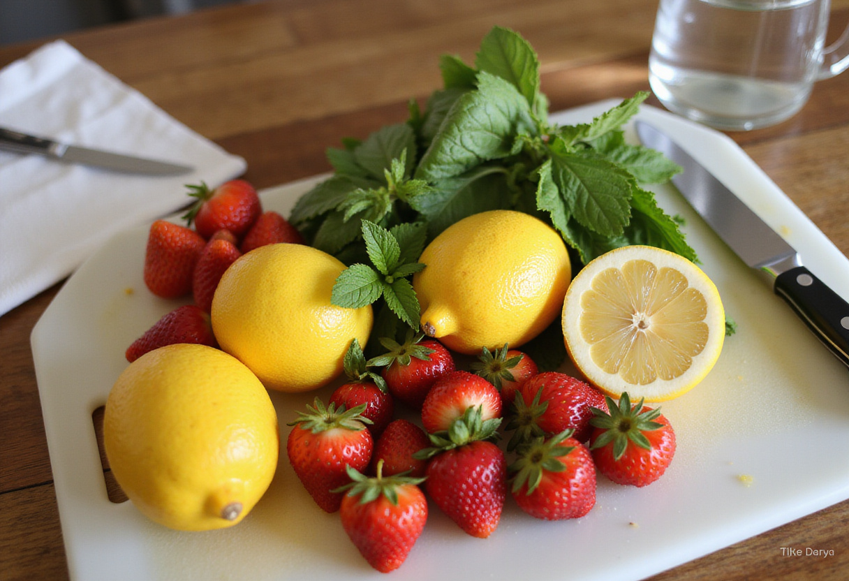Preparación de frutas frescas para hacer aguas infusionadas al estilo Watertok.