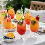 Refreshing aguas infusionadas served in stylish glasses, perfect for healthy hydration.