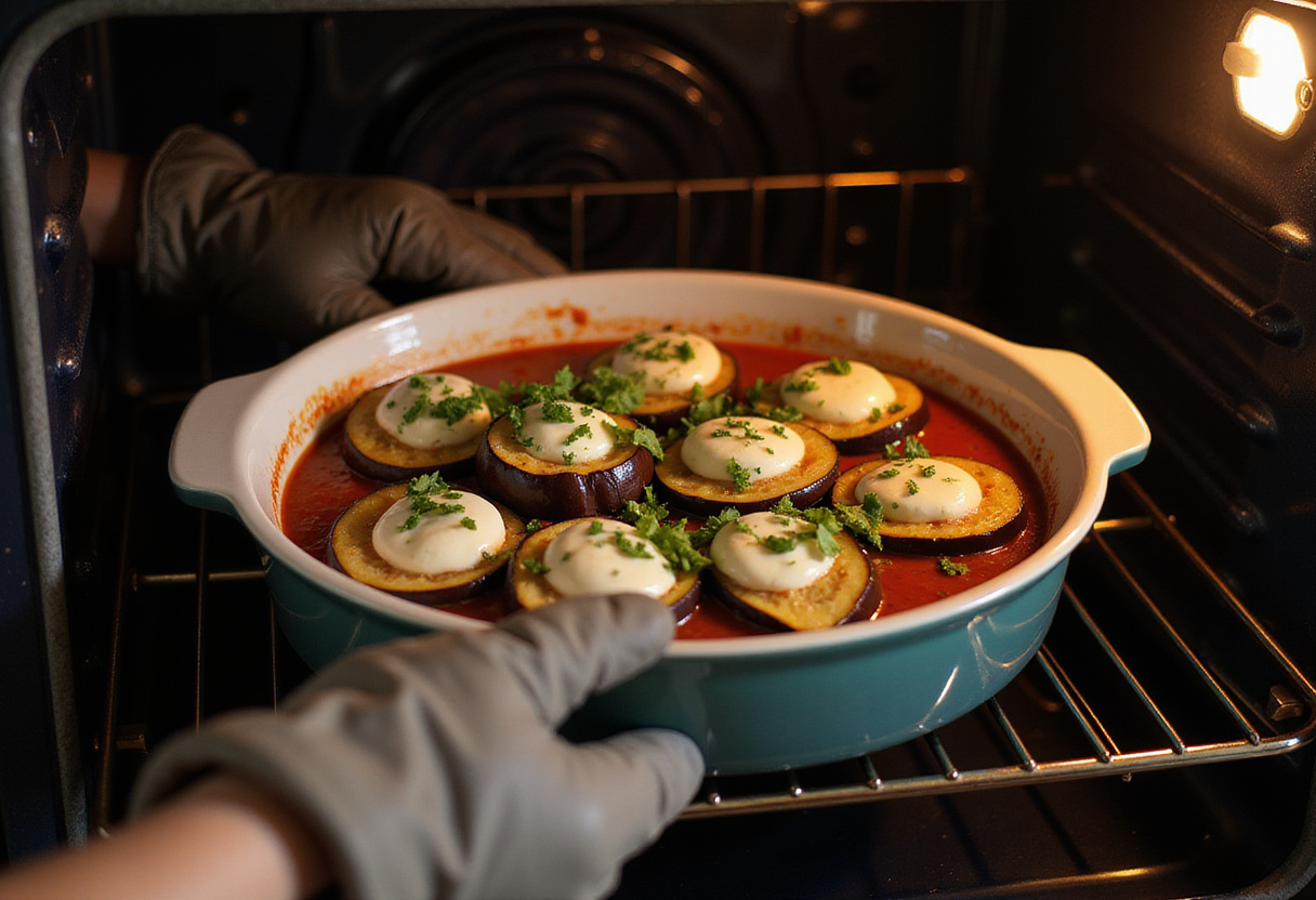 Berenjenas al horno listas para ser cocinadas en el horno, una receta deliciosa y fácil de preparar.