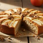 Bizcocho de manzana y nueces sin gluten, una deliciosa opciĂłn de postre saludable.