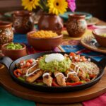 Delicious fajitas de pollo served with toppings, perfect for a family meal.