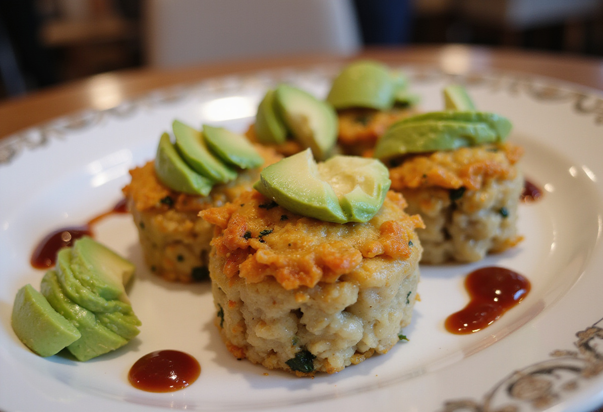 Delicious baked sushi cups with salmon and avocado, an incredible fusión de sabores.