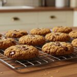 Galletas de avena con chispas de chocolate listas para disfrutar y servir.