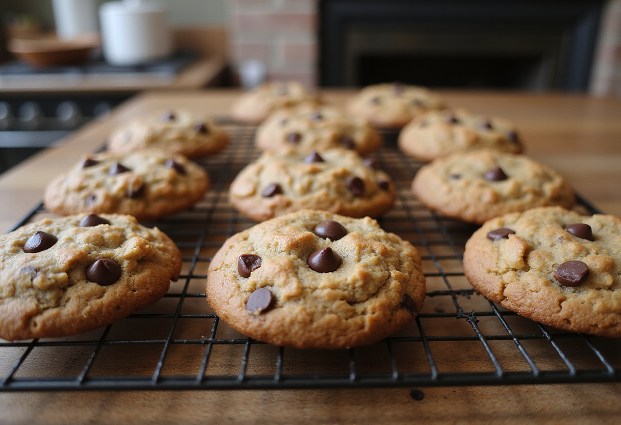 Galletas de avena con chispas de chocolate listas para disfrutar y servir.