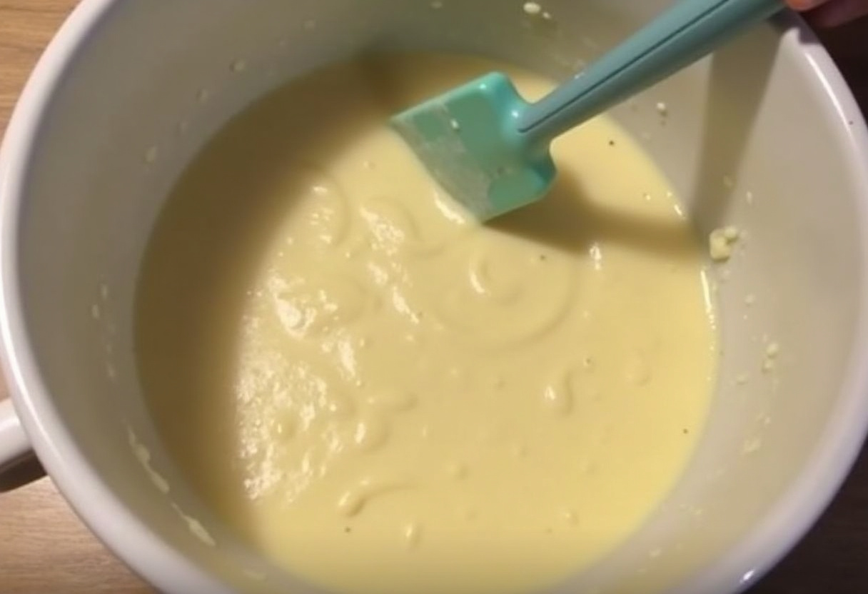 Masa lista de panqueques de alta proteína, mostrando la textura suave y uniforme.