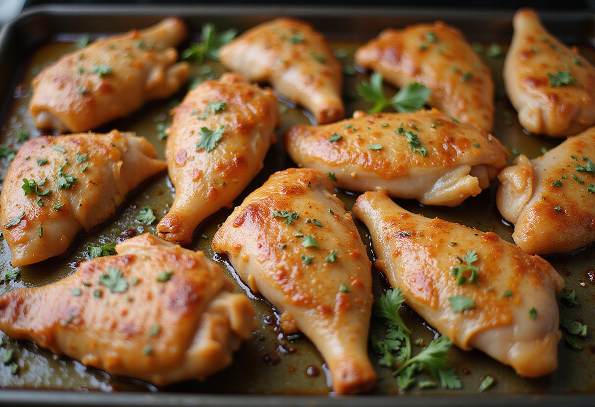 Pollo marinado preparado para la parrilla en la receta de Pollo Estilo Vietnamita.