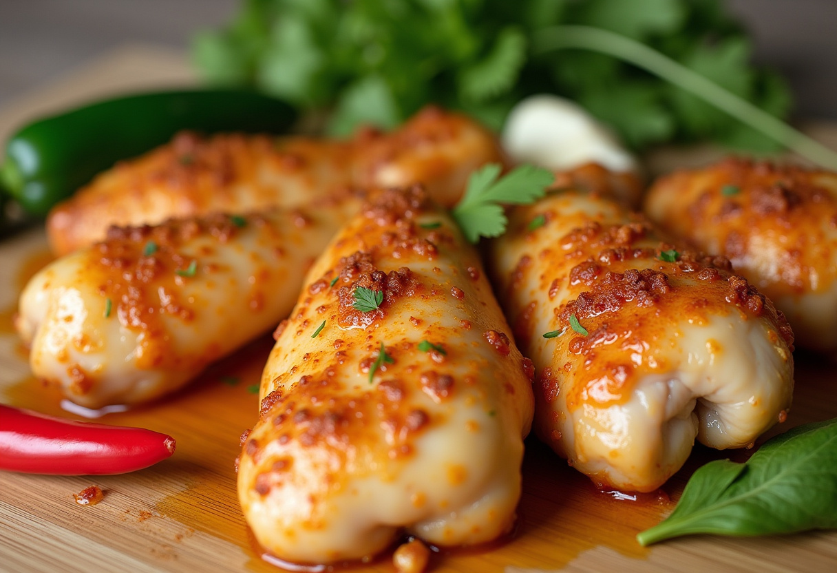 Marinated chicken in coconut milk and spices for Pollo con Coco Brasileño.