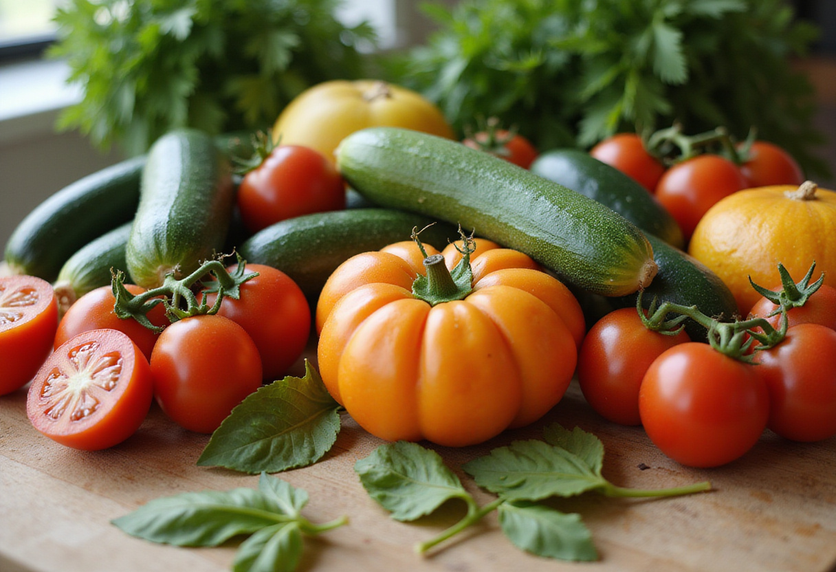 Colorful fresh vegetables for recetas de verano de la huerta a la mesa.