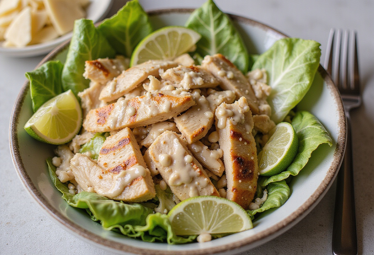 Mezcla de pollo asado con aderezo Caesar para preparar Rollitos de Pollo Caesar.