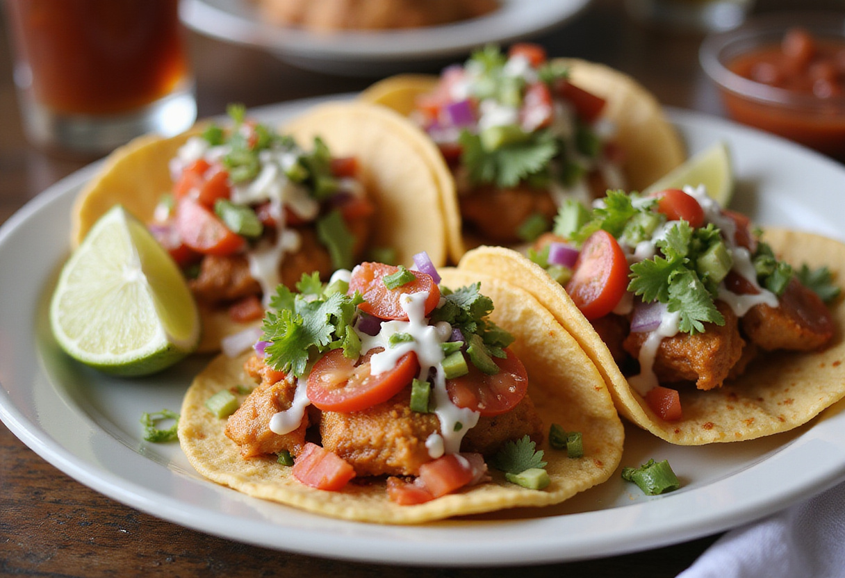 Delicious tacos de pollo callejeros served with salsa, perfect for any gathering.