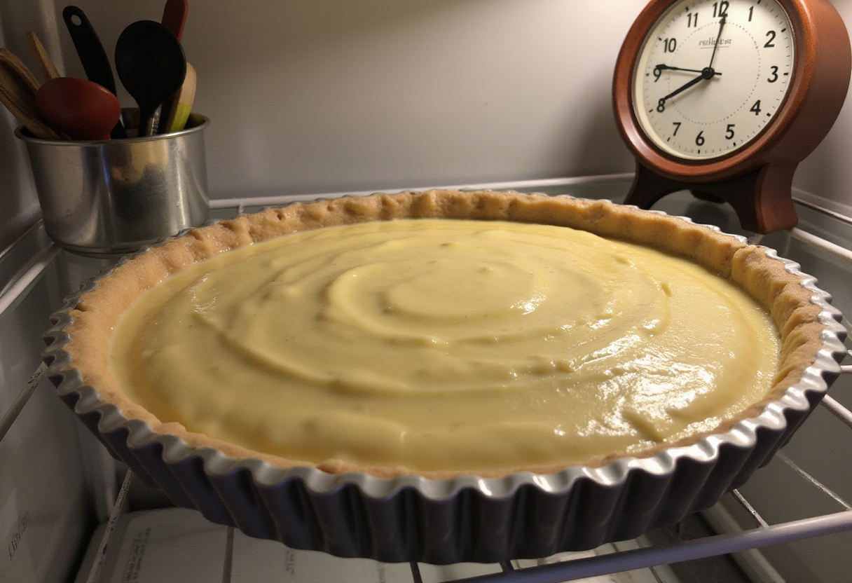 Setting the yogurt tart in the refrigerator for dessert without baking.