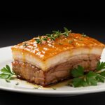 Tocino de cerdo glaseado crujiente y caramelizado, ideal para una comida deliciosa.