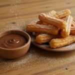 Delicious churros caseros served with Nutella, ideal for enjoying a sweet treat.