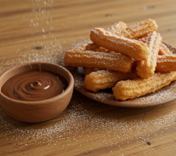 Delicious churros caseros served with Nutella, ideal for enjoying a sweet treat.