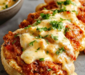 Plato de köfte de pollo doradas, ovaladas y jugosas en un plato blanco, cubiertas con una suave salsa cremosa de yogur con ajo, acompañadas de hierbas frescas y rodajas de limón, con un fondo de ingredientes frescos y un toque mediterráneo.