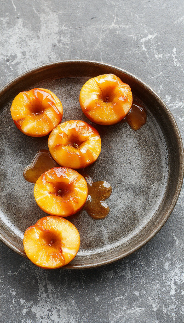A close-up of shiny white caramel apples coated with a glossy glaze, decorated with elegant drizzles and tiny sparkles, arranged on a sophisticated platter with soft lighting highlighting their smooth texture and shimmering finish.