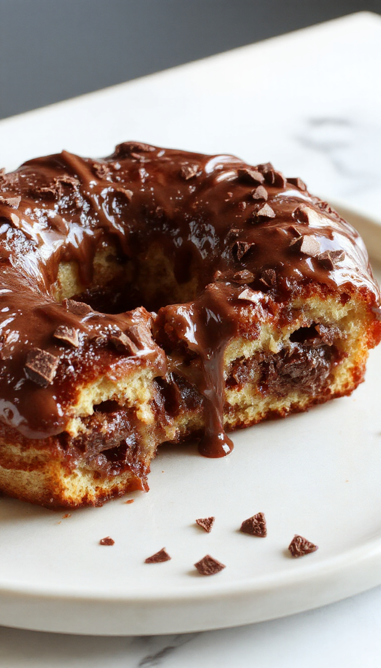 A close-up of a freshly sliced banana chocolate bread loaf, showcasing its moist, tender crumb with swirls of melted chocolate throughout. The loaf is placed on a rustic wooden surface, with slices fanned out to reveal the rich texture and glossy chocolate streaks, topped with a light dusting of powdered sugar.
