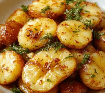 Golden crispy sliced potatoes arranged neatly in the air fryer basket, showcasing their perfectly cooked, crunchy exterior with a hint of seasoning visible, and a light dusting of herbs on top