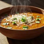 Tazón de Sopa de Jalapeño y Queso, picante y cremosa, lista para disfrutar.