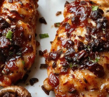 A close-up of a sizzling black pepper chicken with mushrooms dish served on a white plate. Juicy chicken pieces coated in a dark savory sauce, accented with fresh green herbs and sliced mushrooms, garnished with chopped green onions. The dish's glossy surface reflects light, highlighting its rich texture and appetizing appearance.