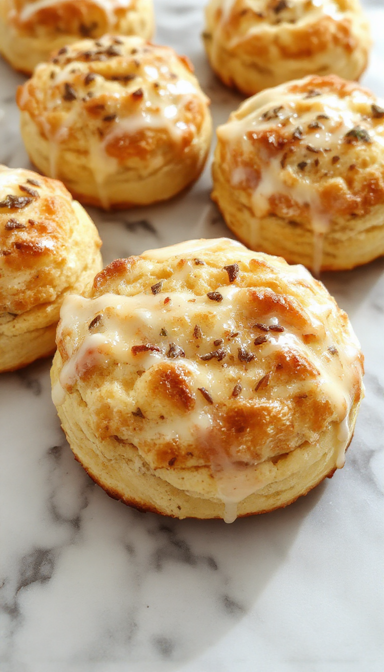 Golden-brown butter swim biscuits arranged on a rustic wooden plate, showcasing their fluffy, flaky texture with a shiny buttery glaze on top