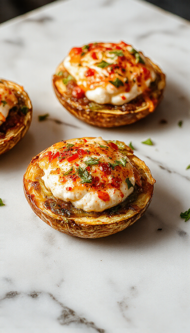 Plato de conchas rellenas de espinacas y ricotta, decorado con salsa ligera y queso gratinado en la parte superior, presentado en un plato blanco con fondo desenfocado que resalta los colores verde intenso de las espinacas, el blanco crema de la ricotta y el dorado del queso gratinado. La textura del relleno se aprecia cremosa y sujeta en la concha de pasta, creando una imagen apetitosa y reconfortante.