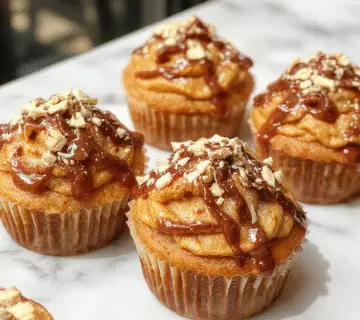 A close-up of a tray of vibrant orange pumpkin cupcakes topped with glossy chocolate ganache and sprinkled with tiny chocolate chips. The cupcakes are arranged neatly on a rustic wooden surface, with a few decorated with small pumpkin-shaped fondant toppers. The frosting appears smooth and creamy, contrasting beautifully with the textured chocolate chips and the bright orange of the cupcakes.