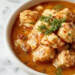 Un plato de estofado de pollo en una olla de cocción lenta, con trozos de pollo dorado, verduras variadas como zanahorias, papas y apio en un caldo espeso y apetitoso. La presentación muestra un plato hondo con un toque rústico y casero, resaltando los colores cálidos de la comida y la textura jugosa del pollo.