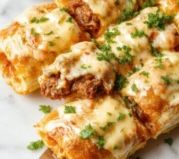 Golden-brown keto Philly cheesesteak rolls sliced open to reveal tender beef, melted cheese, and sautéed vegetables inside, arranged on a rustic wooden board with fresh herbs garnishing
