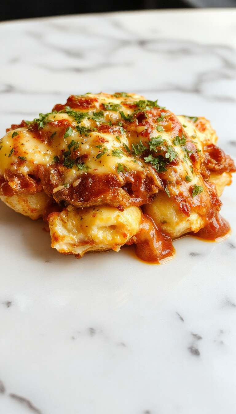 Plato de macarrones con queso cremoso y pollo BBQ en trozos, presentados en un bol blanco sobre una mesa rústica, con queso fundido y trozos de pollo dorados visibles, rodeado de ingredientes frescos y salsa BBQ